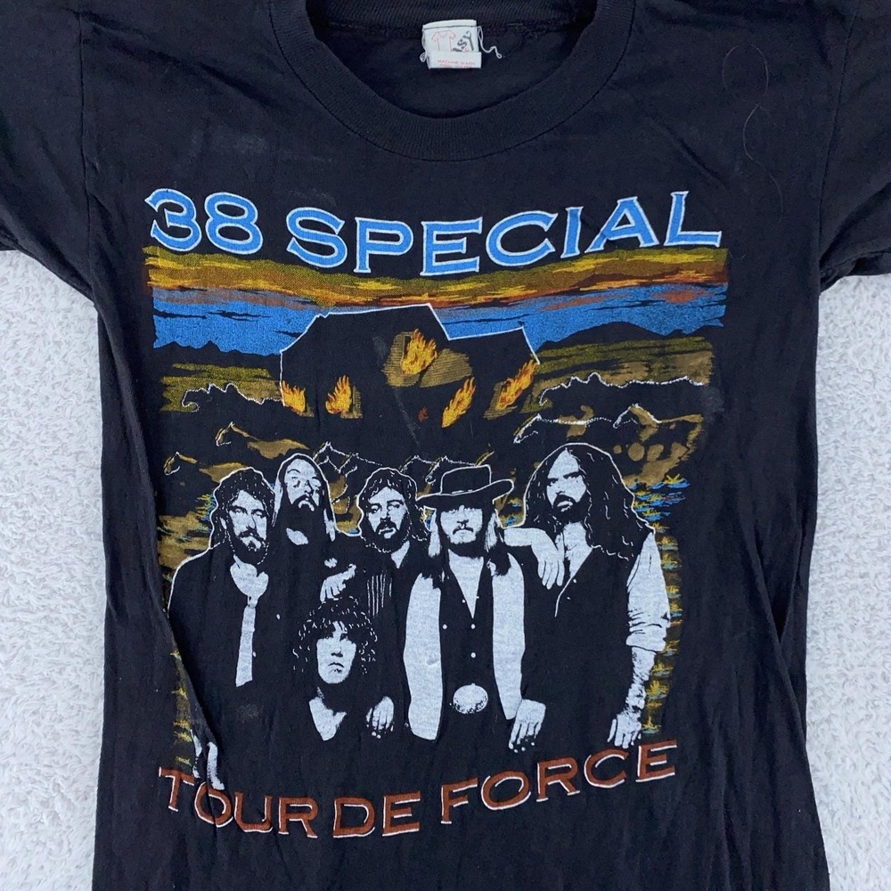 Vintage‎ 38 Special Shirt XXS Black Tour De Force Band Concert Rock 80s